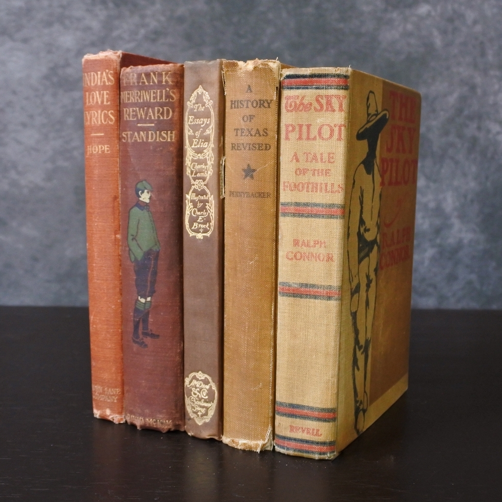 Antique Book Stack Old Hardcover Books Shelf Set Shabby Classic Decor Bundle